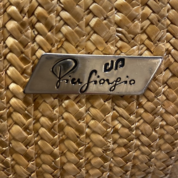 Vintage Pier Giorgio Italy Straw Handbag Metal Handle - Picture 2 of 16